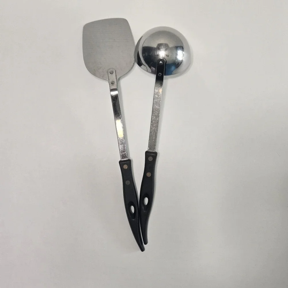 Vintage‎ Stanley Stainless Spatula Spoon Ladle Black Handle Kitchen Utensil Set